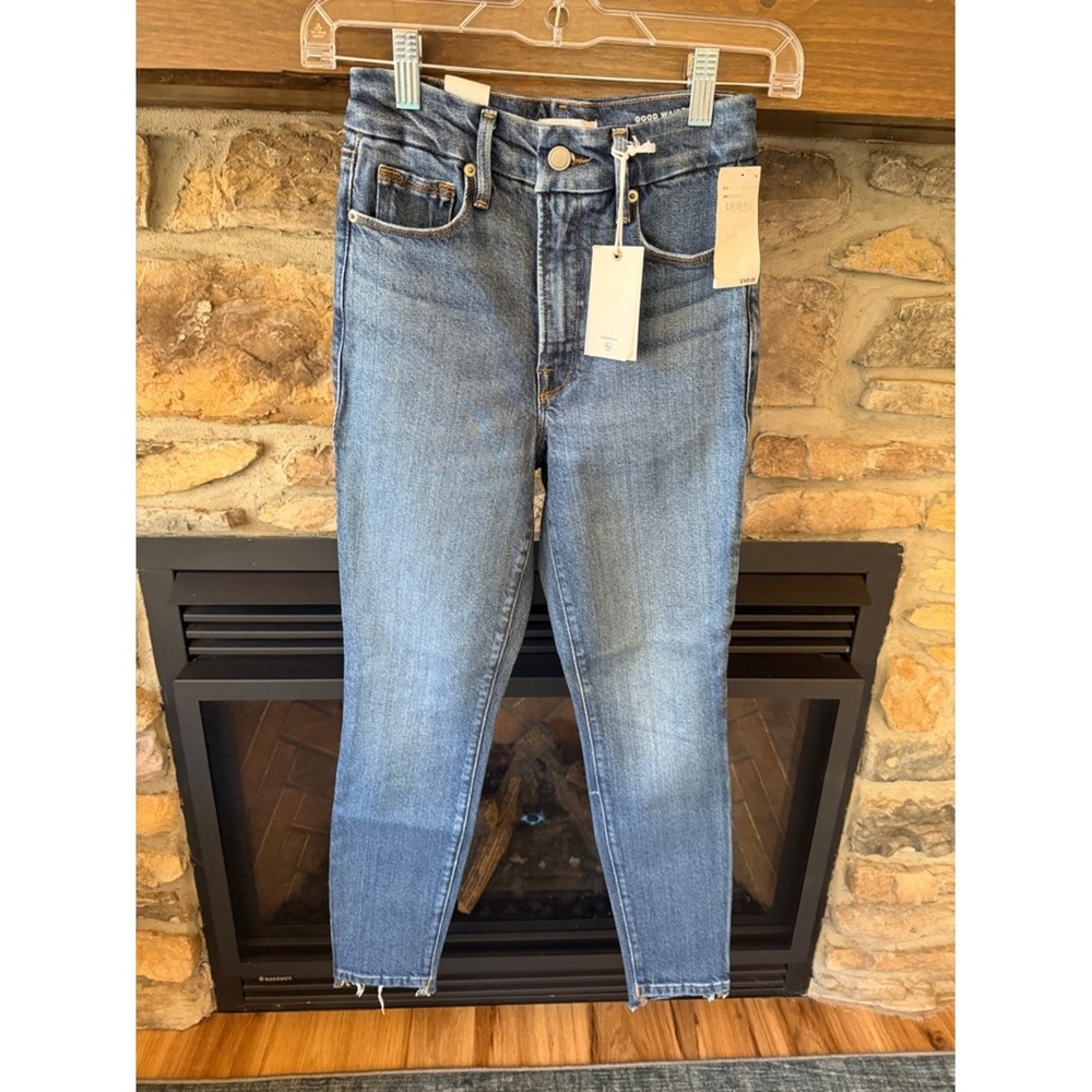 Good American Good Waist Crop Skinny Jeans Blue High Rise 00/24